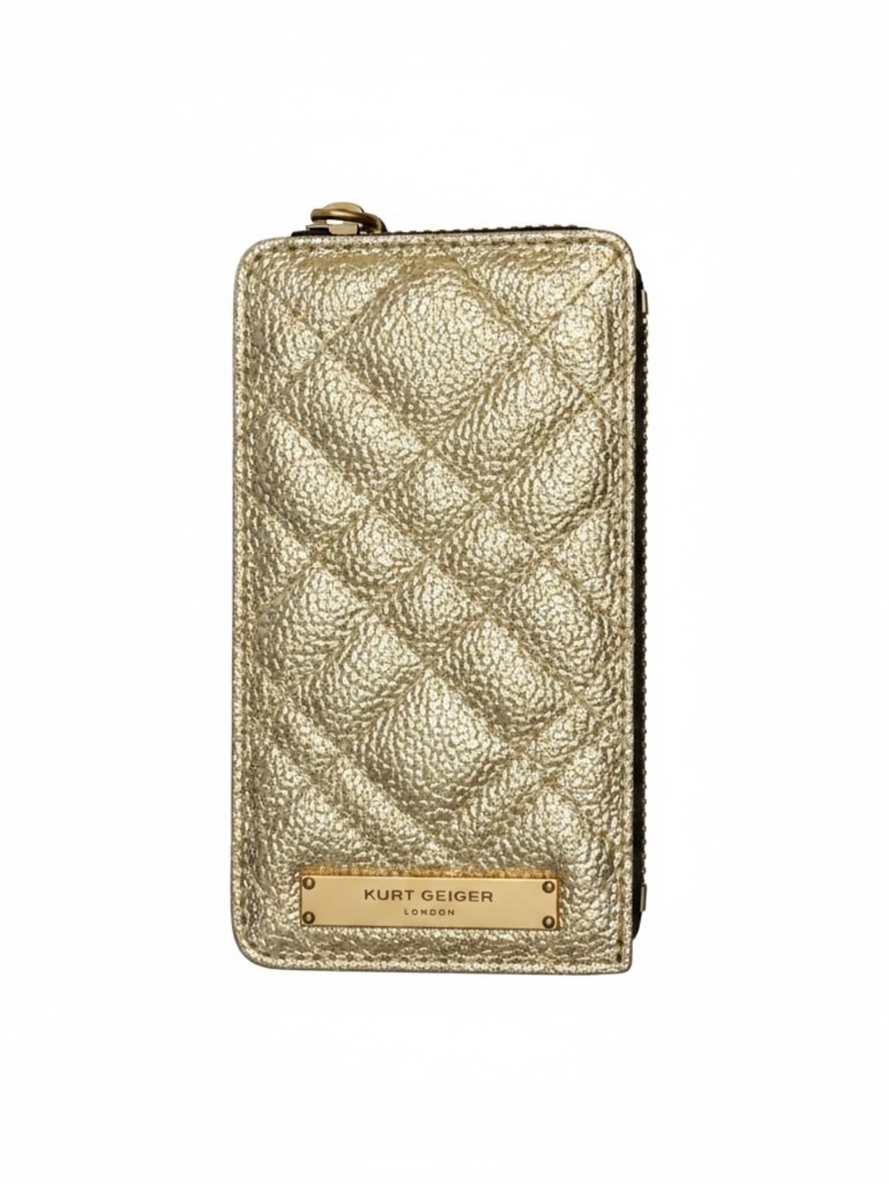 Kurt Geiger Gold Quilted Card Holder ID Tag NWT